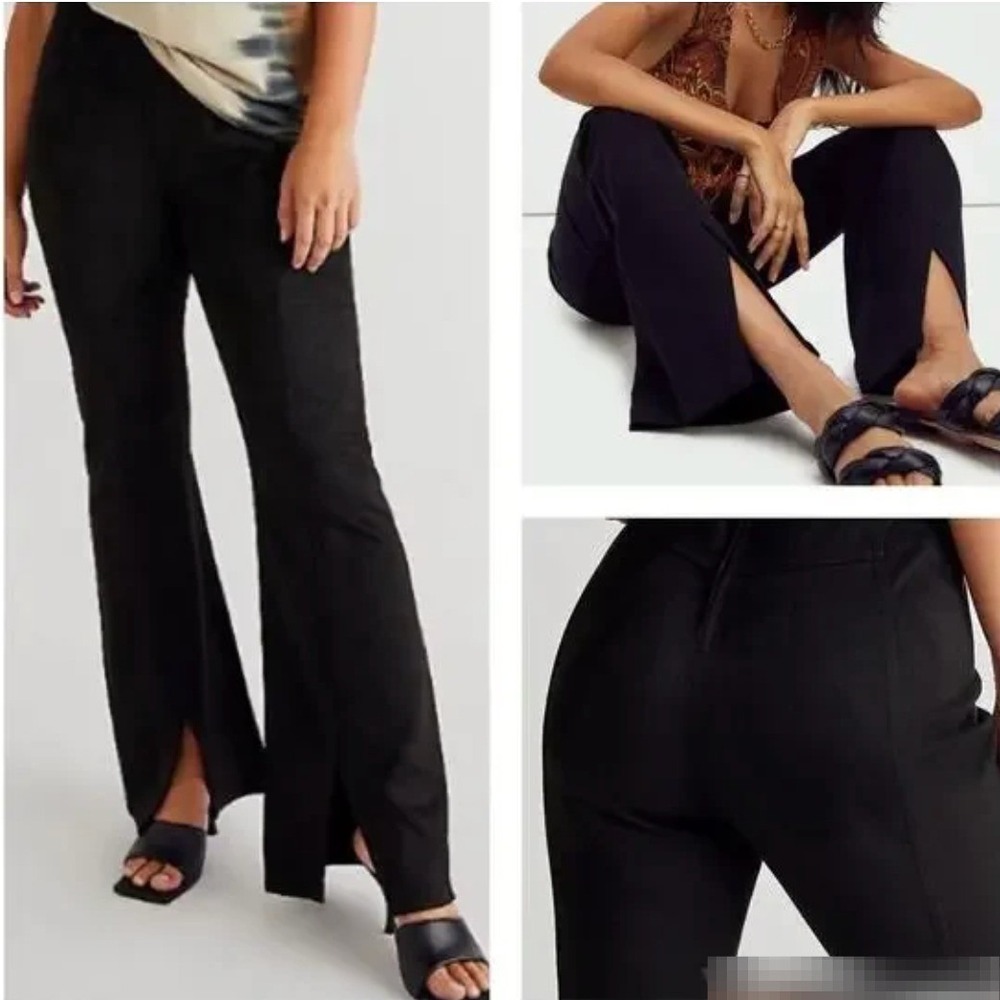 Free‎ People Crvy Flare Pants Faux Vegan Suede Womens 28 Black Boho Grunge